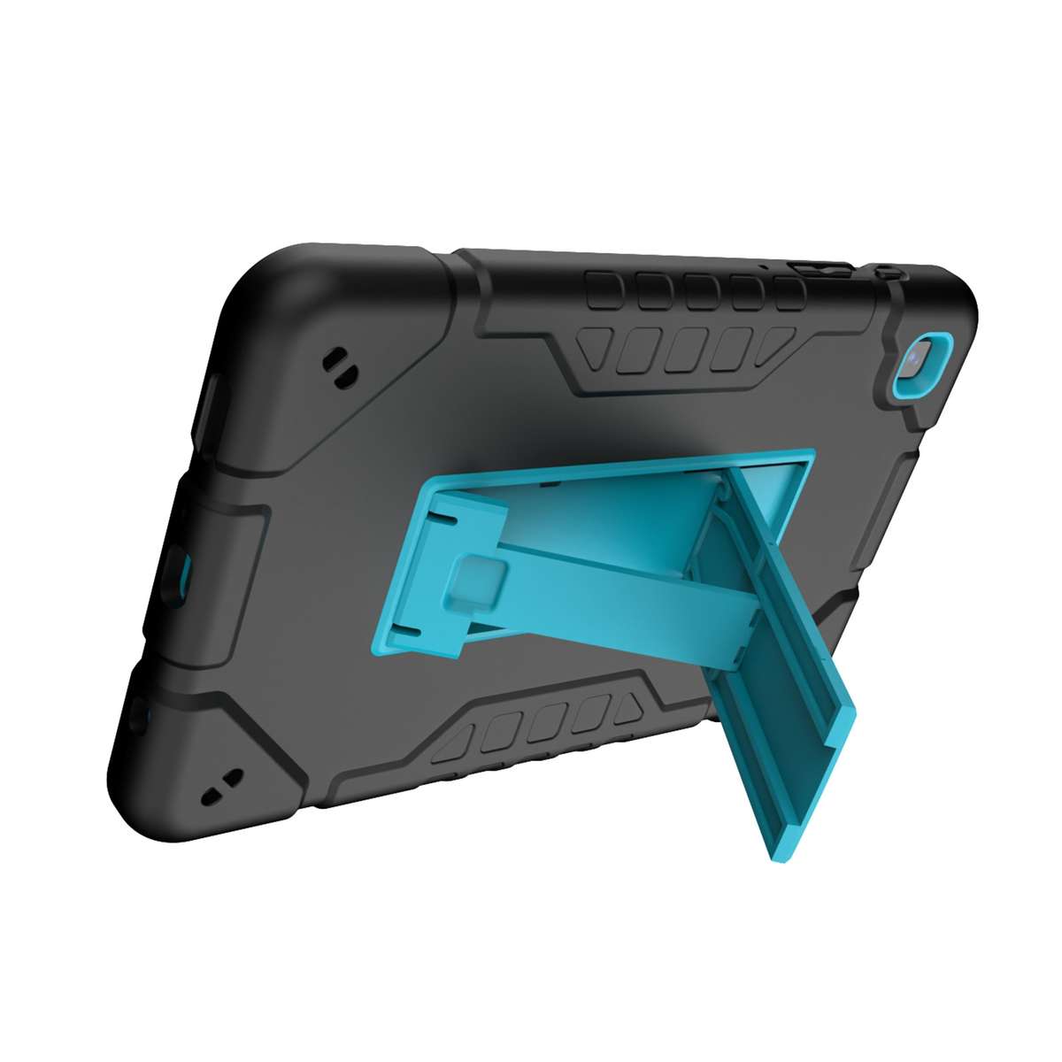 For Samsung Galaxy Tab A7 Lite Armor Holder Silicone Hybrid PC Tablet Case(Black Blue)