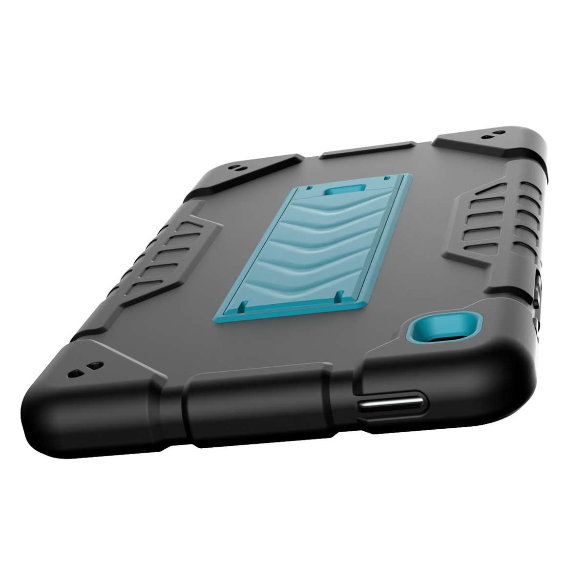 For Samsung Galaxy Tab A7 Lite Armor Holder Silicone Hybrid PC Tablet Case(Black Blue)