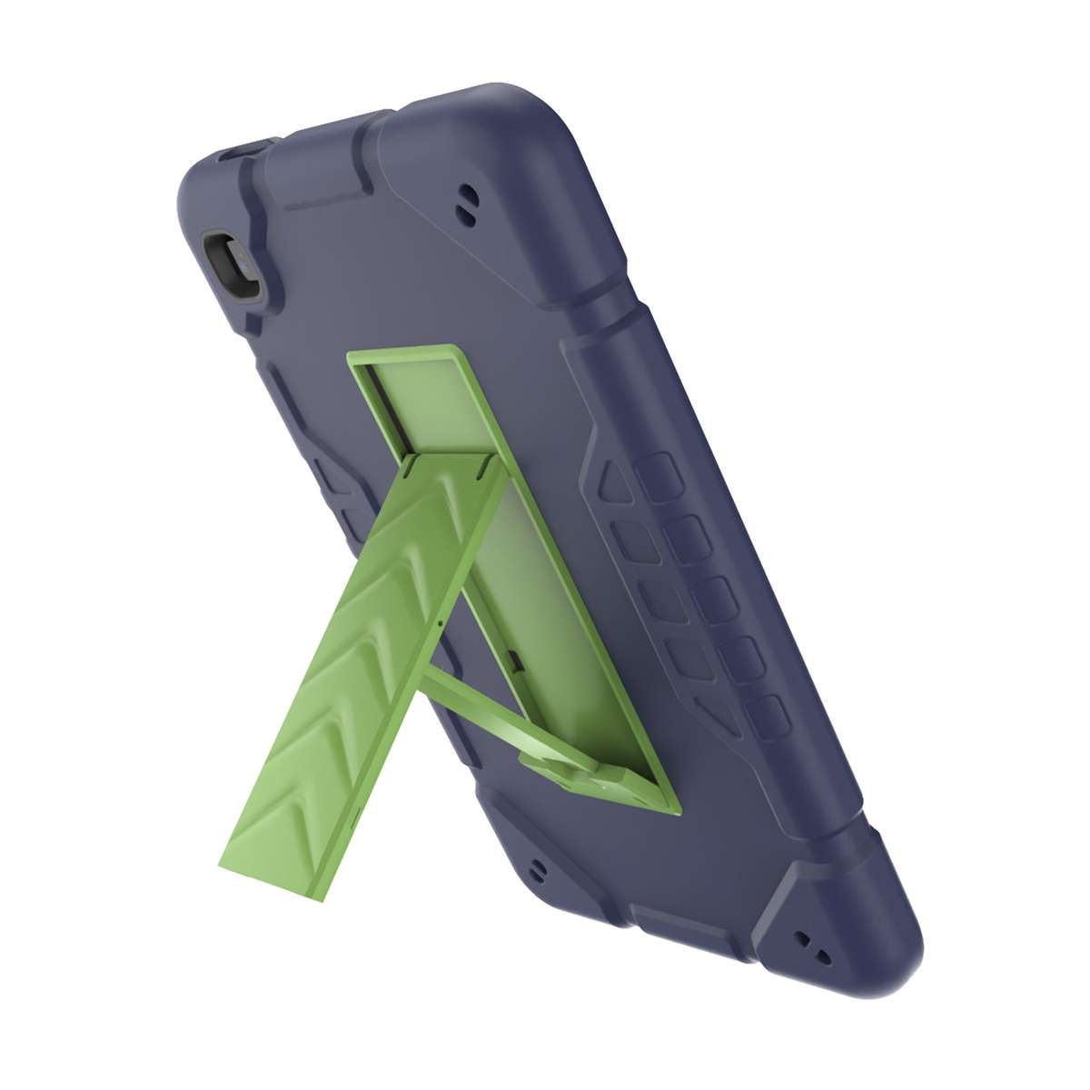 For Samsung Galaxy Tab A7 Lite Armor Holder Silicone Hybrid PC Tablet Case(Navy Yellow Green)