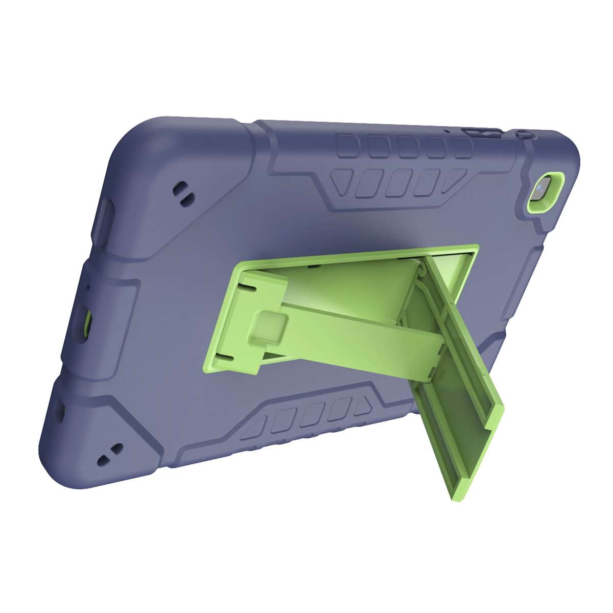 For Samsung Galaxy Tab A7 Lite Armor Holder Silicone Hybrid PC Tablet Case(Navy Yellow Green)