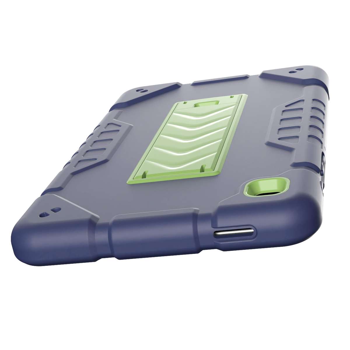 For Samsung Galaxy Tab A7 Lite Armor Holder Silicone Hybrid PC Tablet Case(Navy Yellow Green)