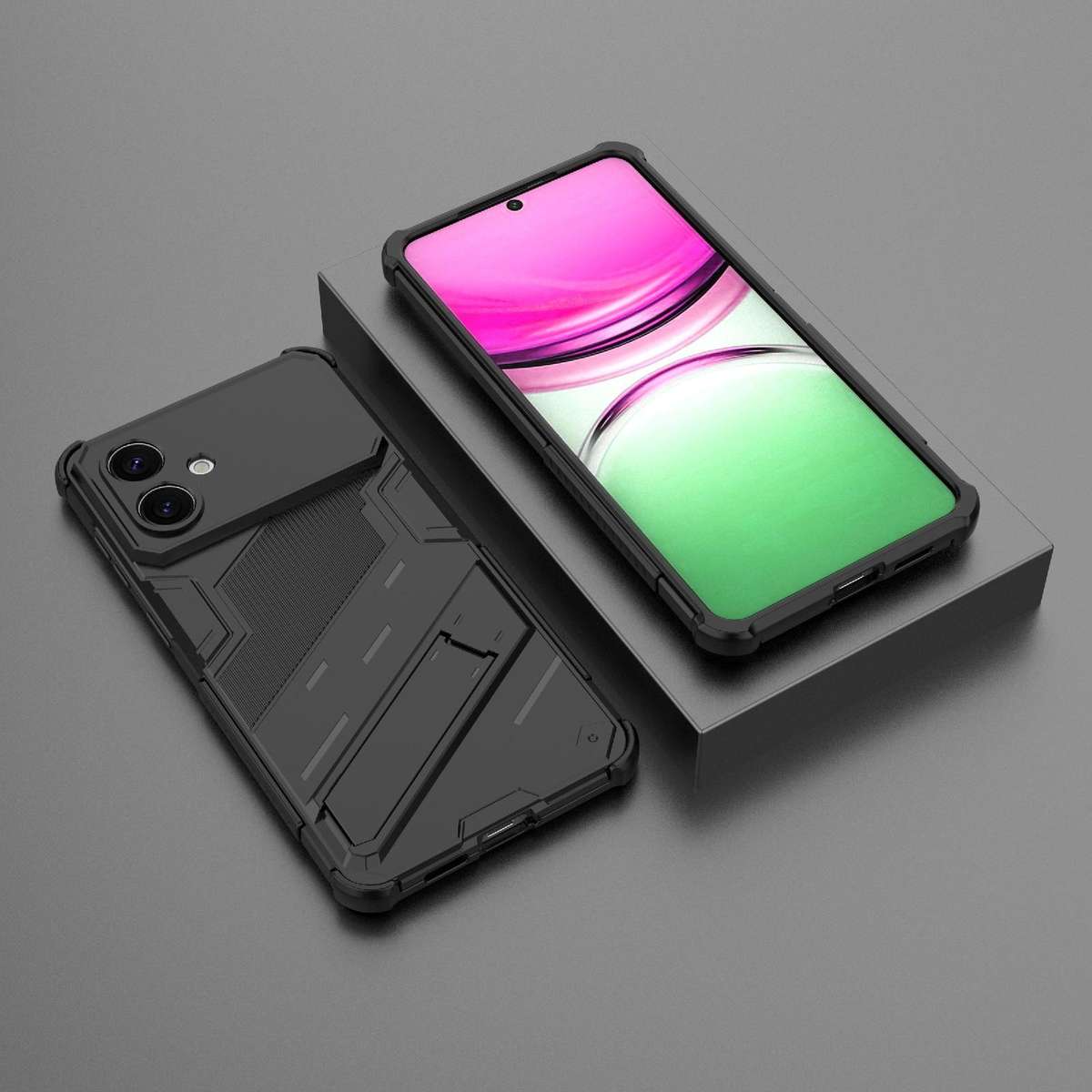 For Samsung Galaxy S26 Edge 5G Punk Armor 2 in 1 PC + TPU Shockproof Phone Case with I ... (Black)