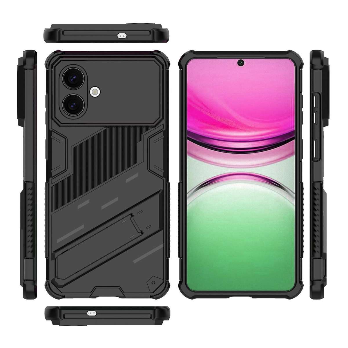 For Samsung Galaxy S26 Edge 5G Punk Armor 2 in 1 PC + TPU Shockproof Phone Case with I ... (Black)