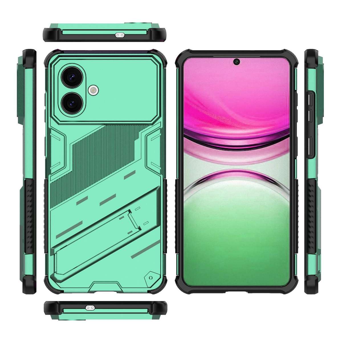 For Samsung Galaxy S26 Edge 5G Punk Armor 2 in 1 PC + TPU Shockproof Phone Case with I ... (Green)