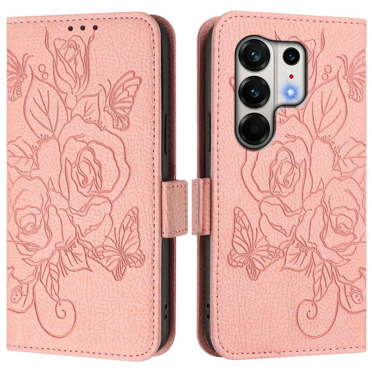 For Tecno Camon 50 Pro 4G Embossed Rose RFID Anti-theft Leather Phone Case(Pink)