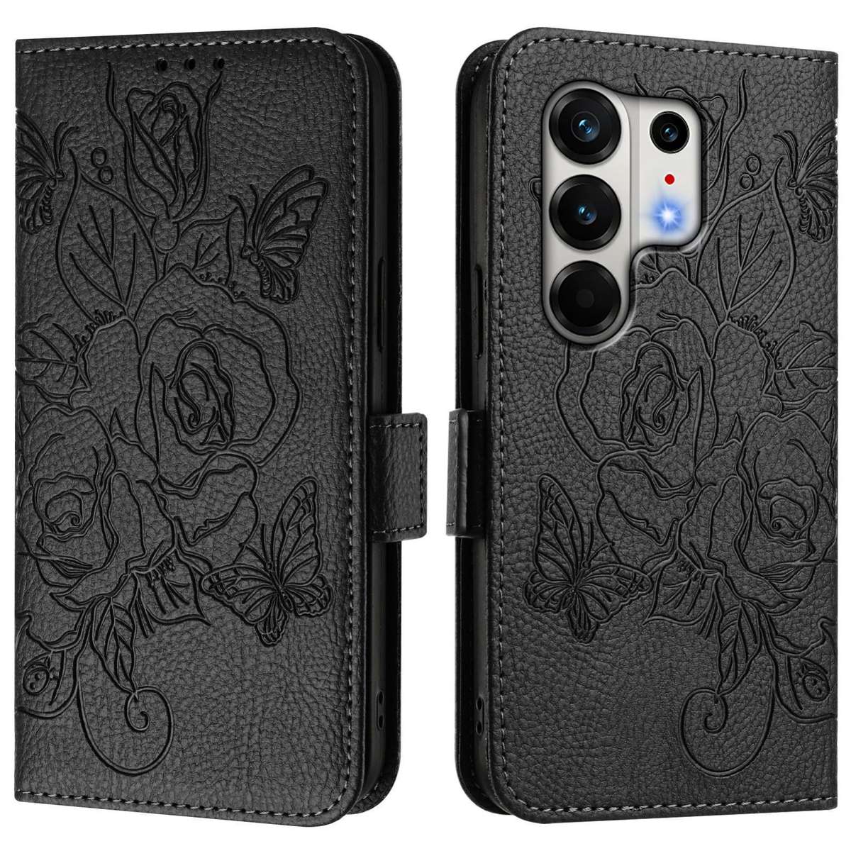 For Tecno Camon 50 Pro 4G Embossed Rose RFID Anti-theft Leather Phone Case(Black)