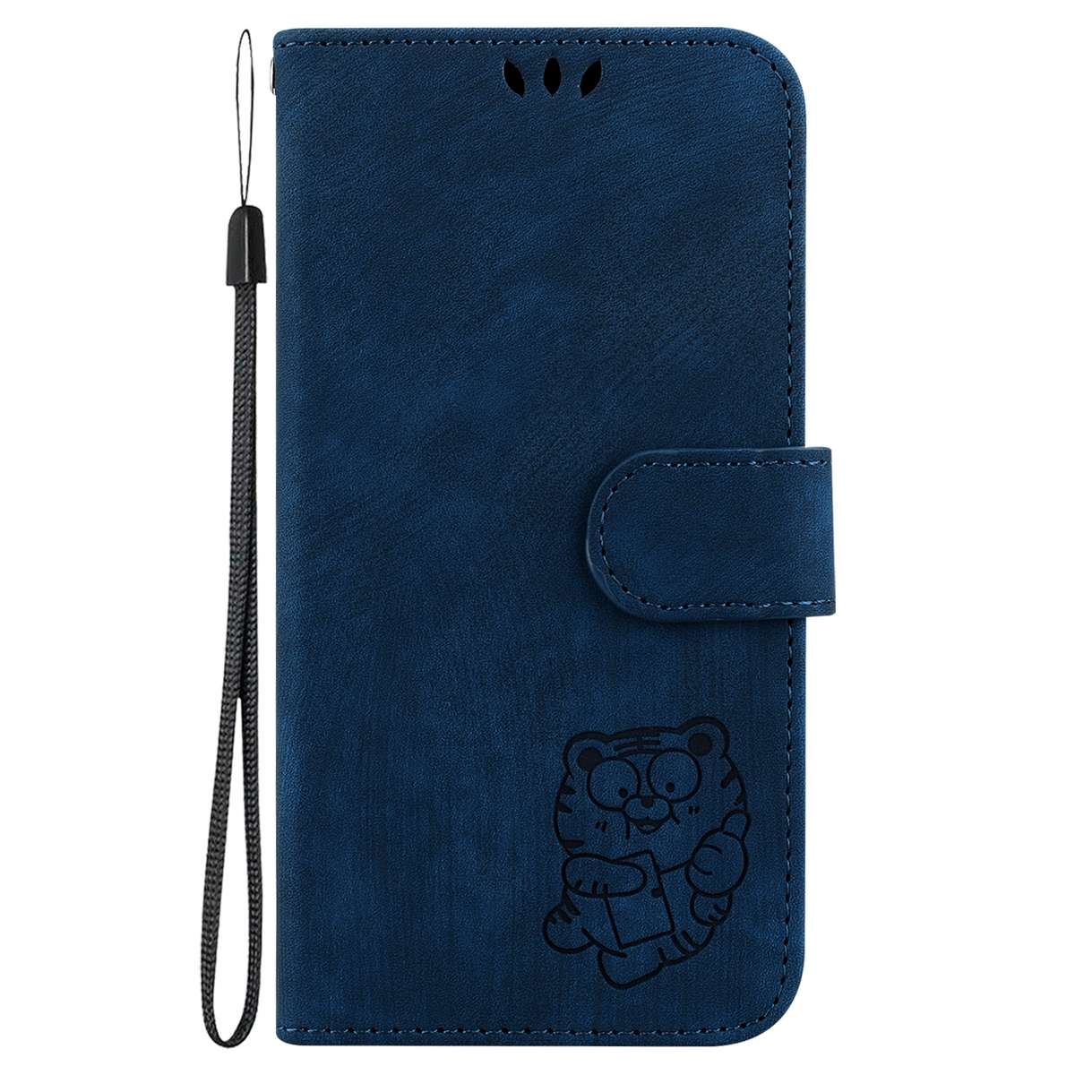 For Redmi 13 4G Little Tiger Embossed Leather Phone Case(Dark Blue)