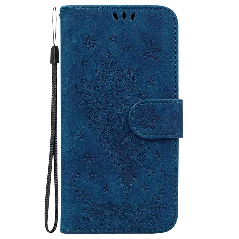 For Redmi K80 / K80 Pro / Xiaomi Poco F7 Pro Butterfly Rose Embossed Leather Phone Case(Blue)