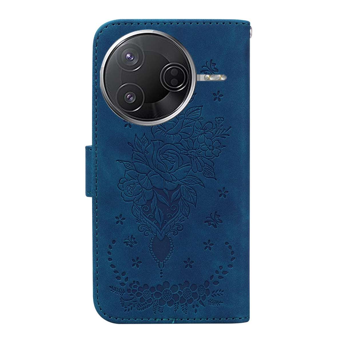 For Redmi K80 / K80 Pro / Xiaomi Poco F7 Pro Butterfly Rose Embossed Leather Phone Case(Blue)
