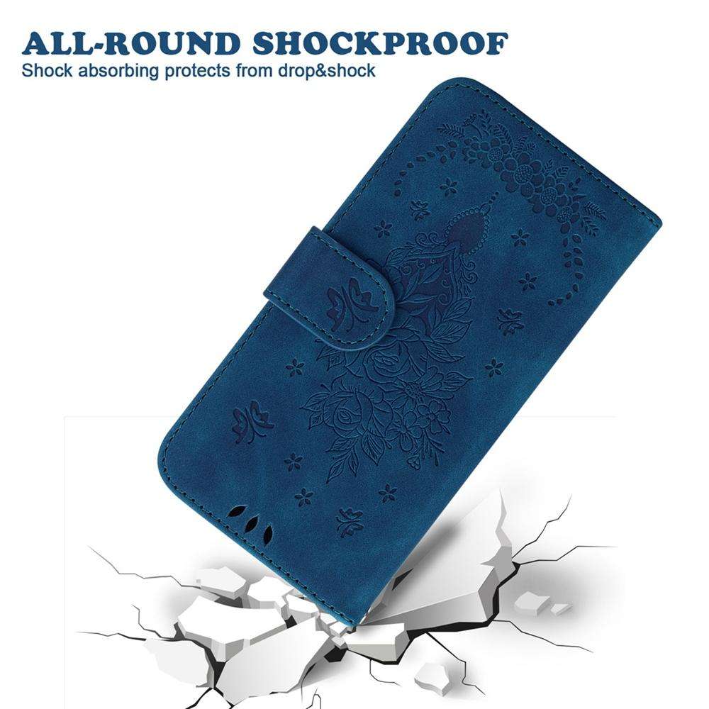 For Redmi K80 / K80 Pro / Xiaomi Poco F7 Pro Butterfly Rose Embossed Leather Phone Case(Blue)