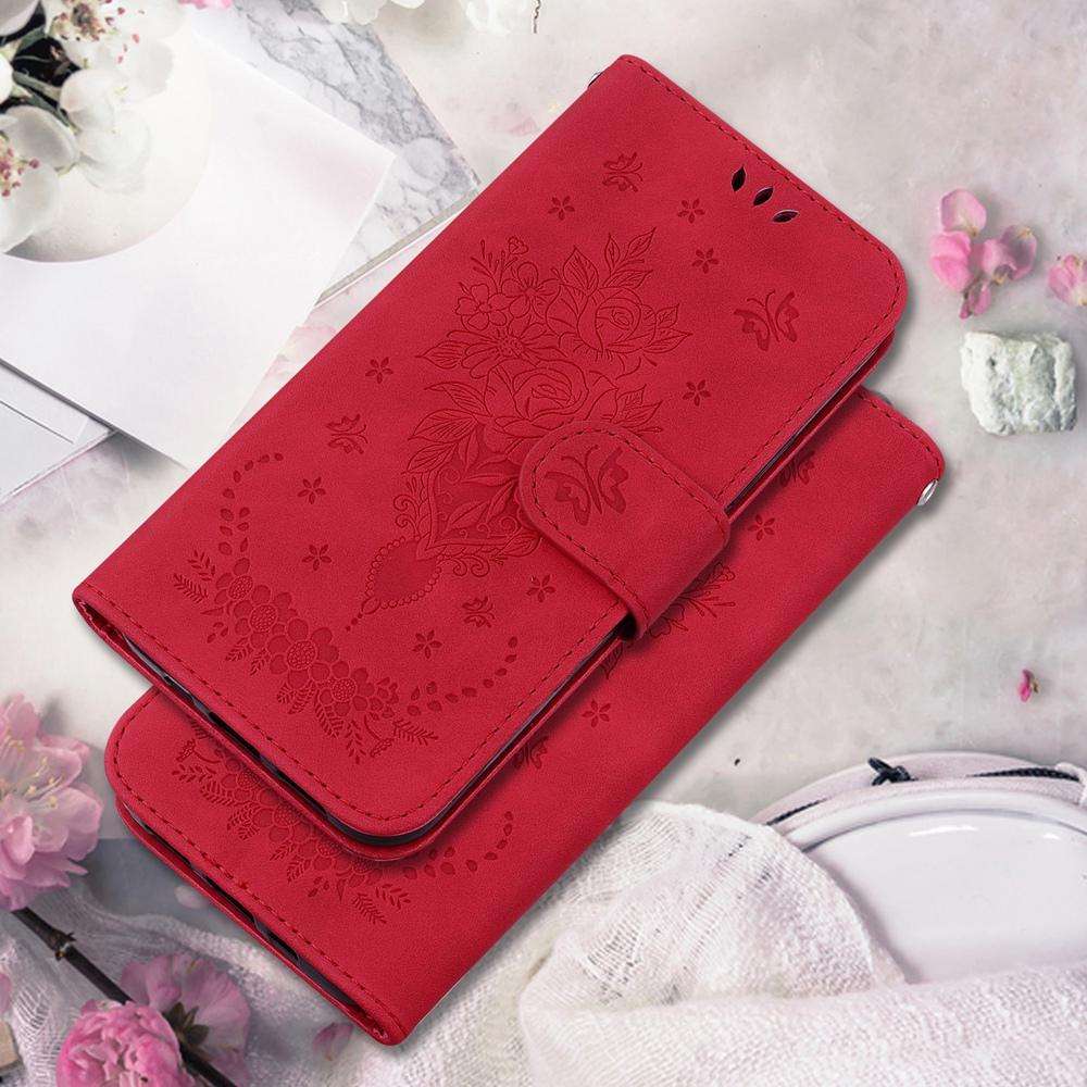For Redmi K80 / K80 Pro / Xiaomi Poco F7 Pro Butterfly Rose Embossed Leather Phone Case(Red)