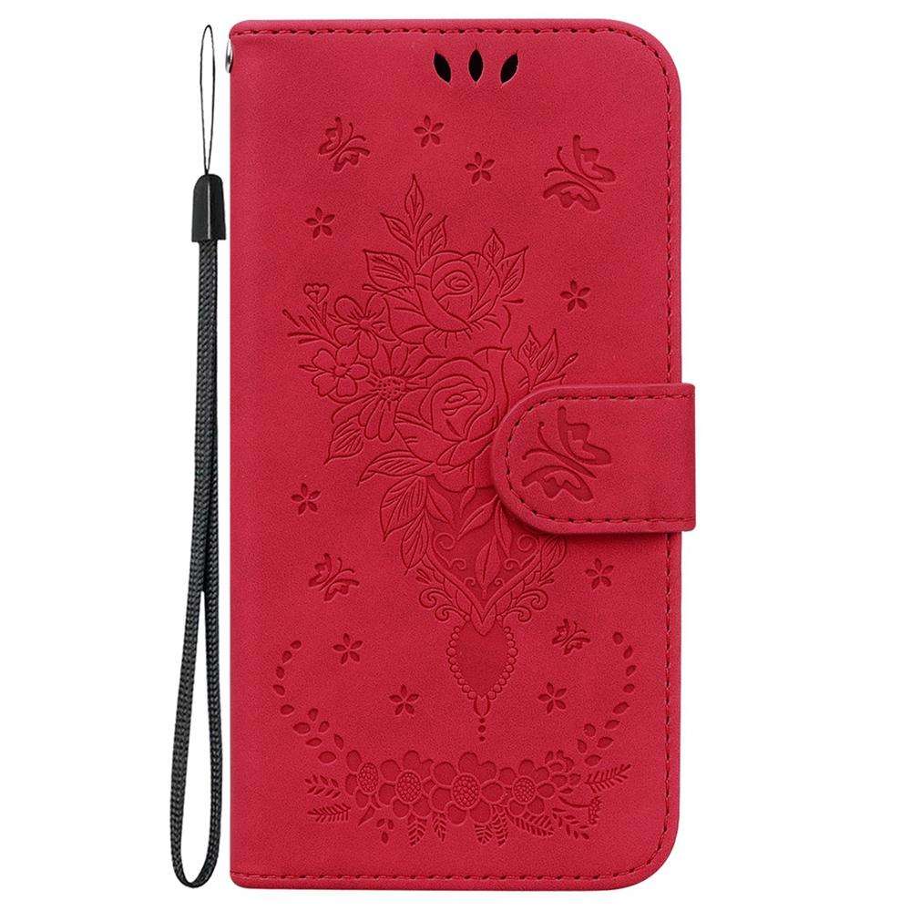 For Redmi K80 / K80 Pro / Xiaomi Poco F7 Pro Butterfly Rose Embossed Leather Phone Case(Red)