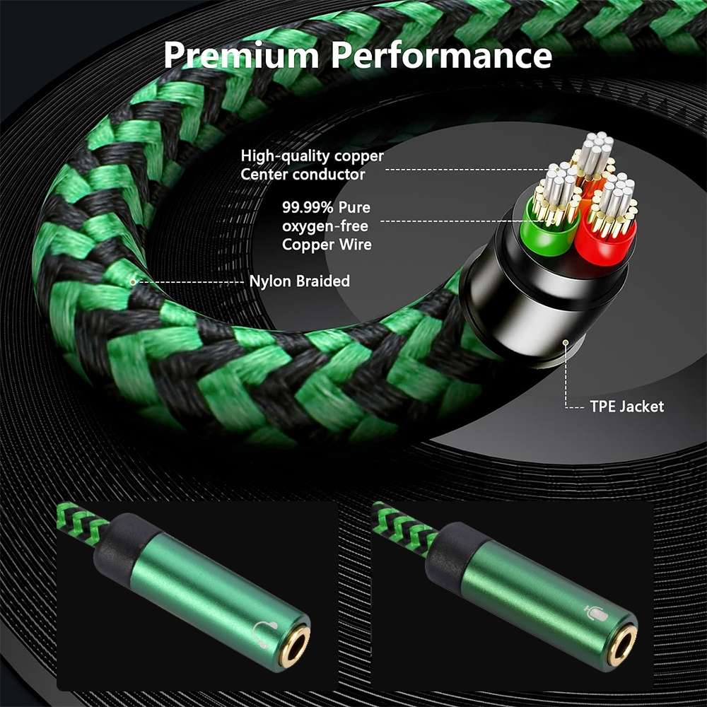 USB-A to Dual 3.5mm Separate Style Audio Adapter Cable, Length:2m(Green)