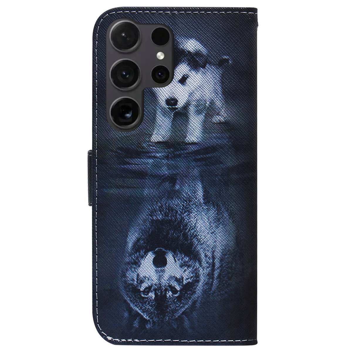 For Samsung Galaxy S25 Ultra 5G Coloured Drawing Flip Leather Phone Case(Wolf and Dog)