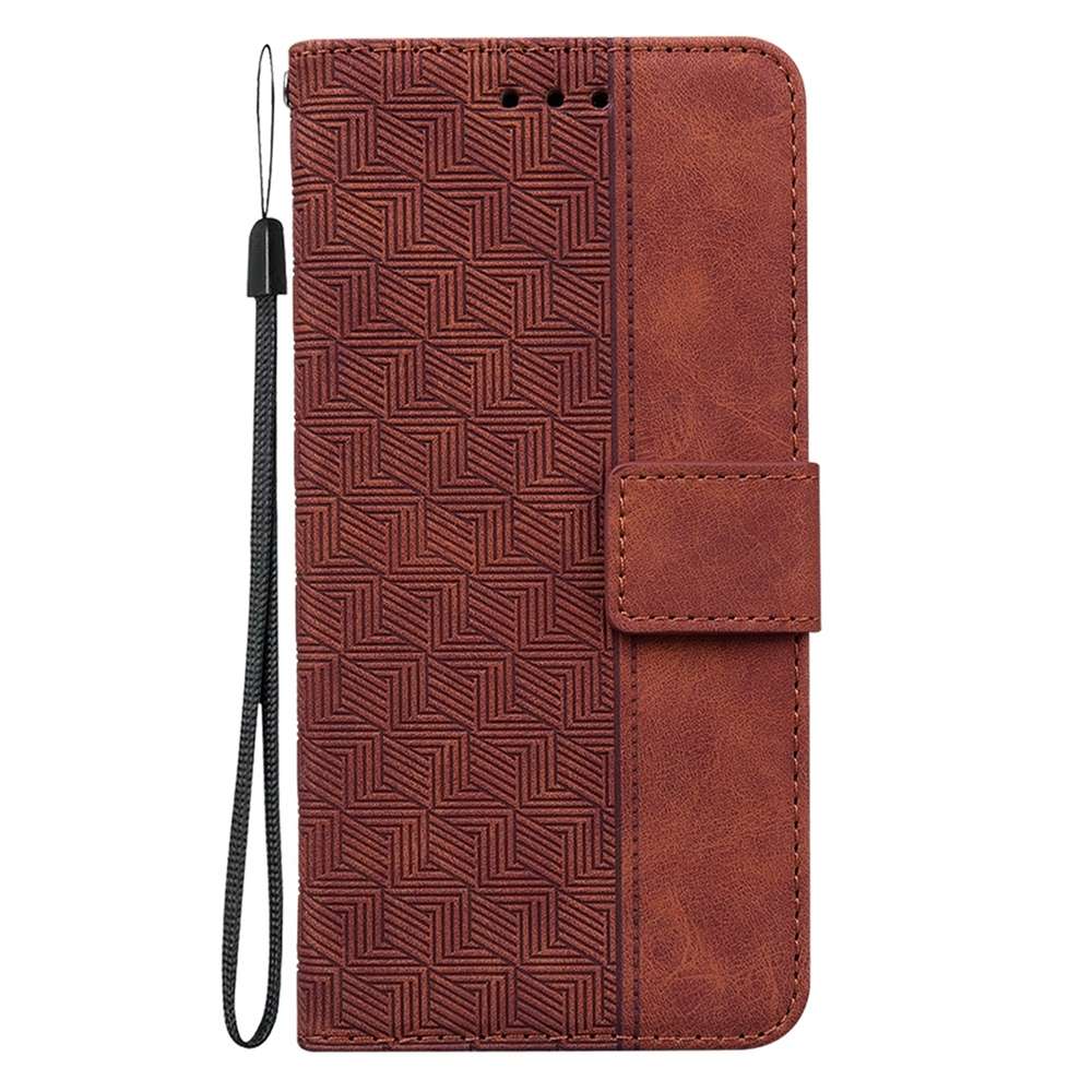 For Samsung Galaxy S25 5G Geometric Embossed Leather Phone Case(Brown)