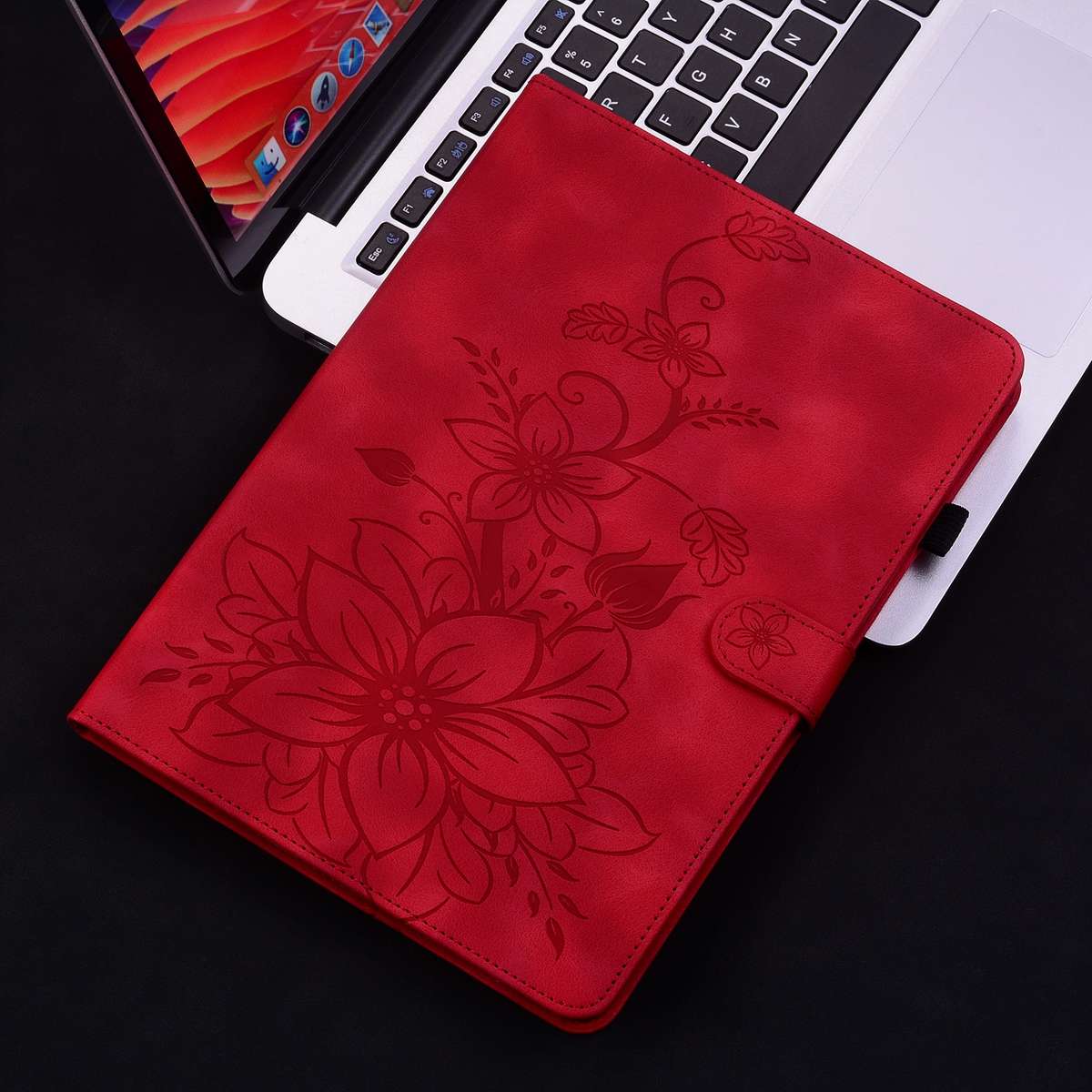 For itel Pad One 10.1 Lily Embossed Leather Tablet Case(Red)