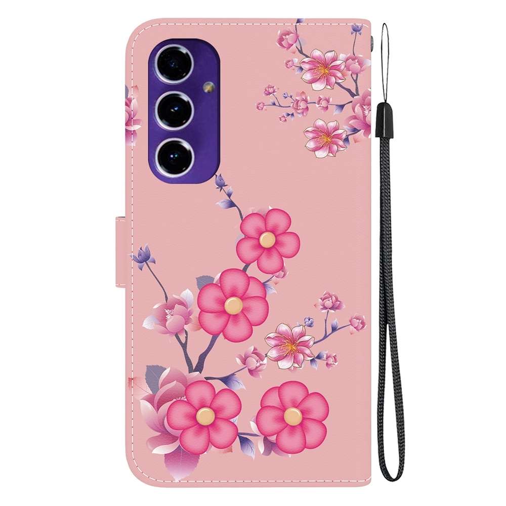 For Samsung Galaxy S24 FE 5G Crystal Texture Colored Drawing Leather Phone Case(Cherry Blossoms)