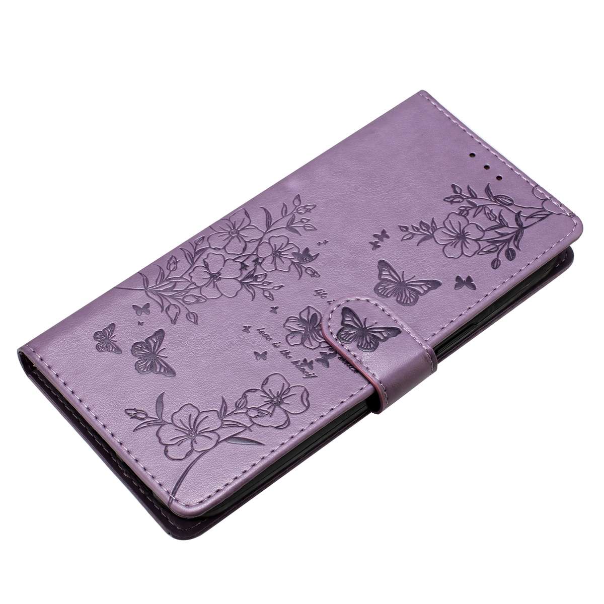 For Redmi 13 4G Butterflies and Flowers Leather Phone Case(Purple)