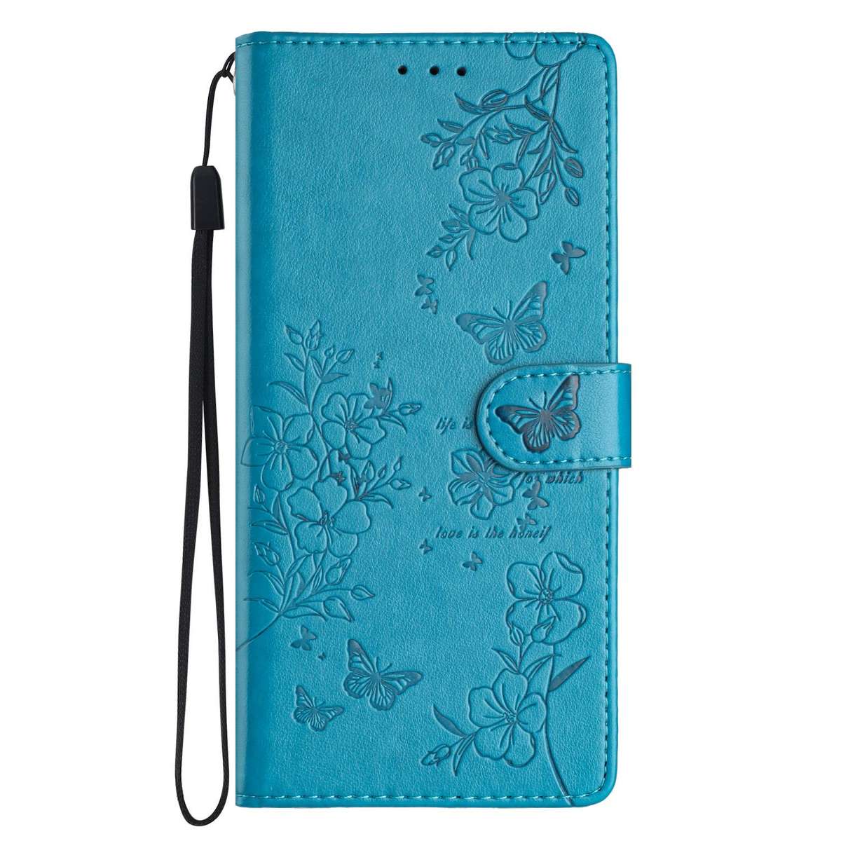 For Samsung Galaxy S25 FE 5G Butterflies and Flowers Leather Phone Case(Blue)