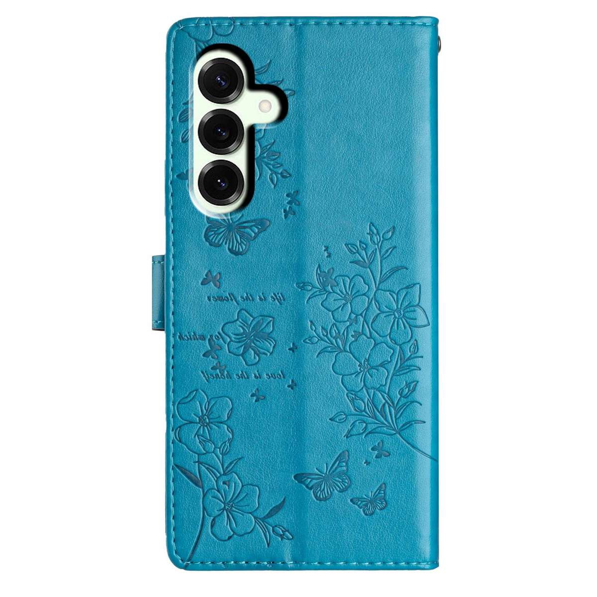For Samsung Galaxy S25 FE 5G Butterflies and Flowers Leather Phone Case(Blue)