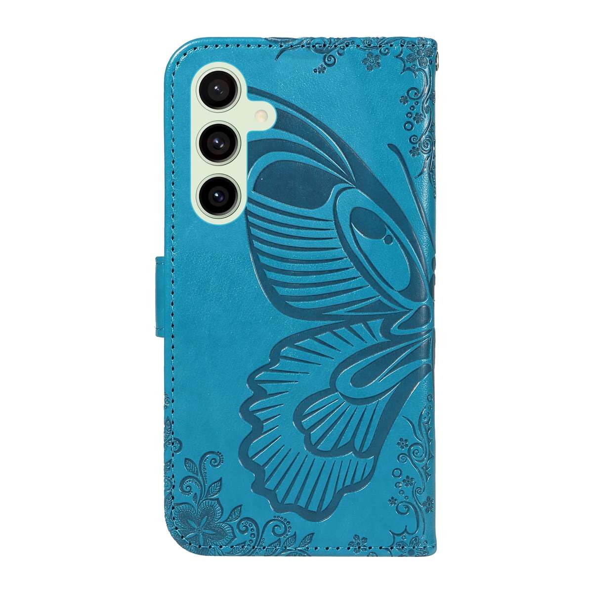 For Samsung Galaxy S24 FE 5G Swallowtail Butterfly Embossed Leather Phone Case(Blue)