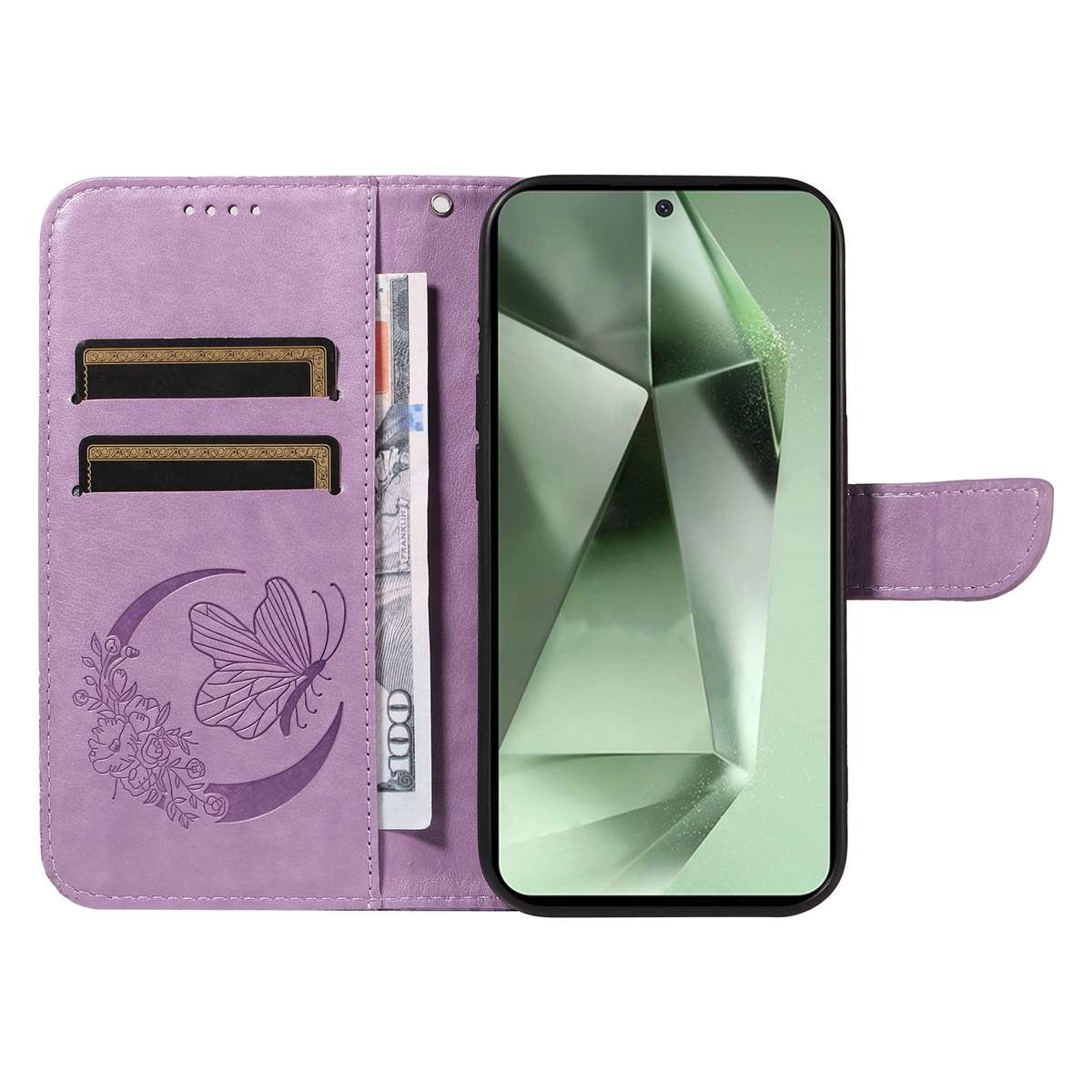 For Samsung Galaxy S24 FE 5G Swallowtail Butterfly Embossed Leather Phone Case(Purple)