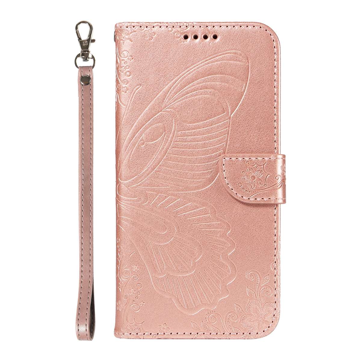 For Samsung Galaxy S24 FE 5G Swallowtail Butterfly Embossed Leather Phone Case(Rose Gold)