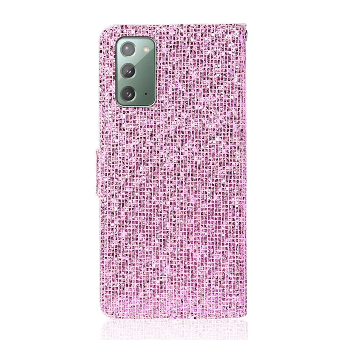 For Samsung Galaxy Note 20 Glitter Powder Horizontal Flip Leather Case with Card Slots & Holder & La