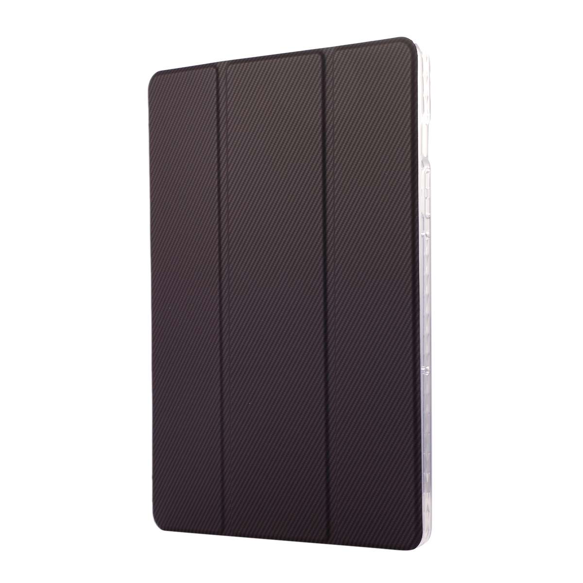 For Samsung Galaxy Tab S9 / S9 FE Carbon Fiber Clear Acrylic 3-Fold Leather Tablet Case(Purple)