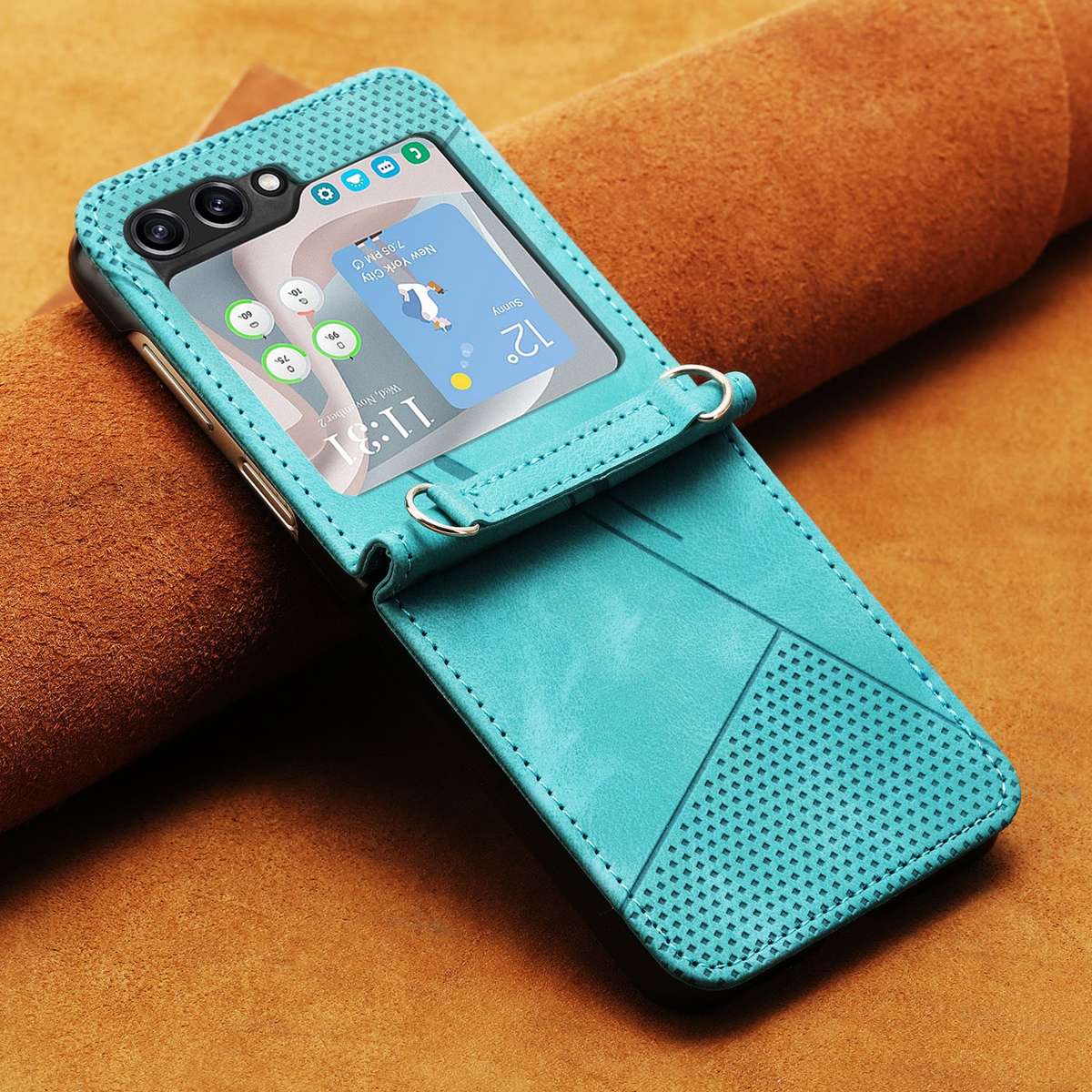 For Samsung Galaxy Z Flip7 FE / Flip6 Dream Triangle Leather Phone Case with Lanyard(Green)