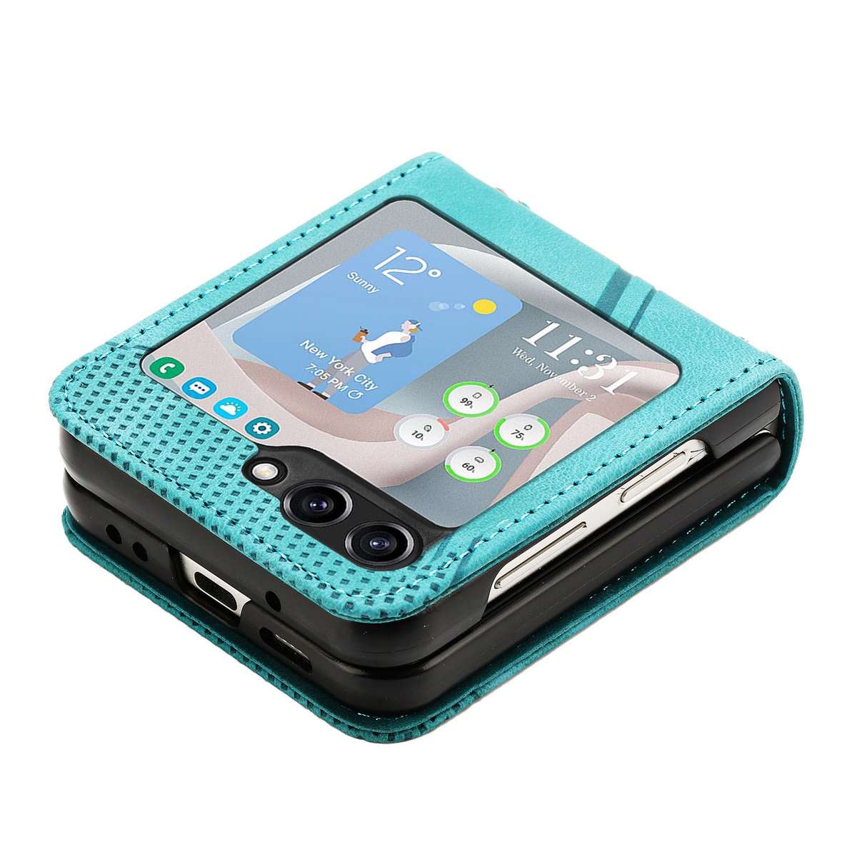 For Samsung Galaxy Z Flip7 FE / Flip6 Dream Triangle Leather Phone Case with Lanyard(Green)