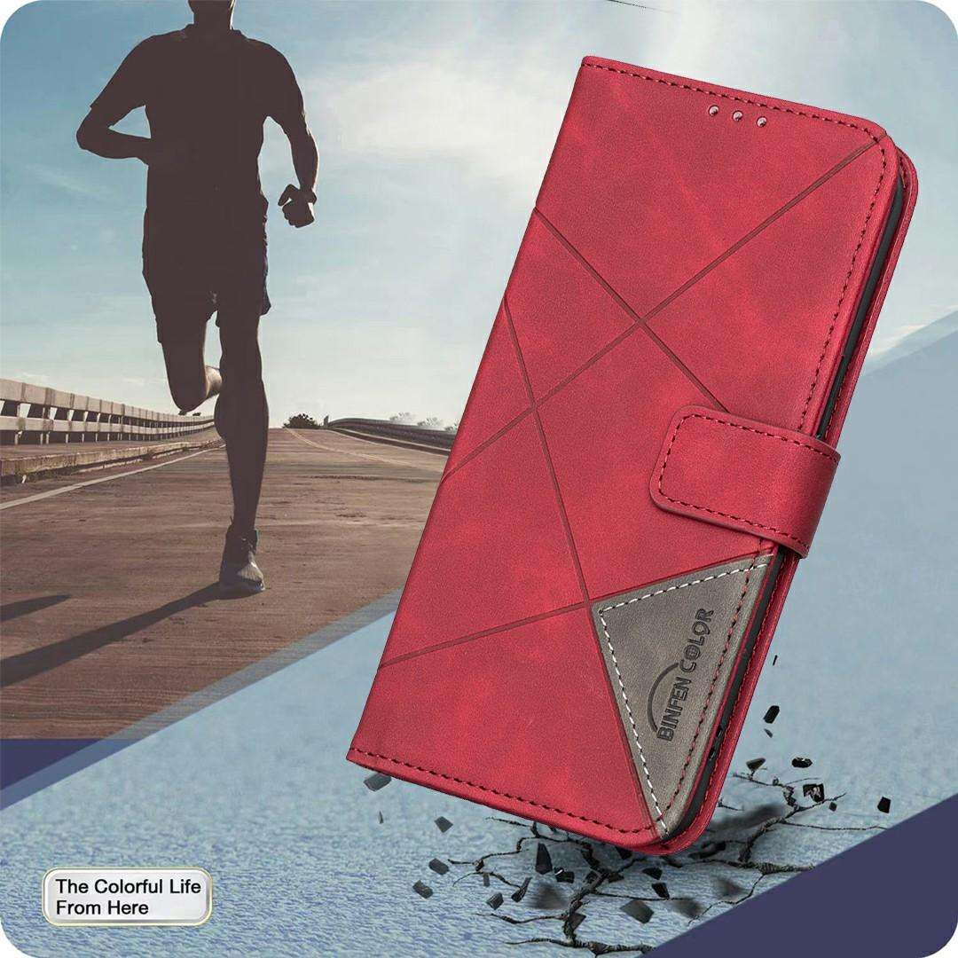For Samsung Galaxy A37 5G Magnetic Buckle Rhombus Texture Leather Phone Case(Red)