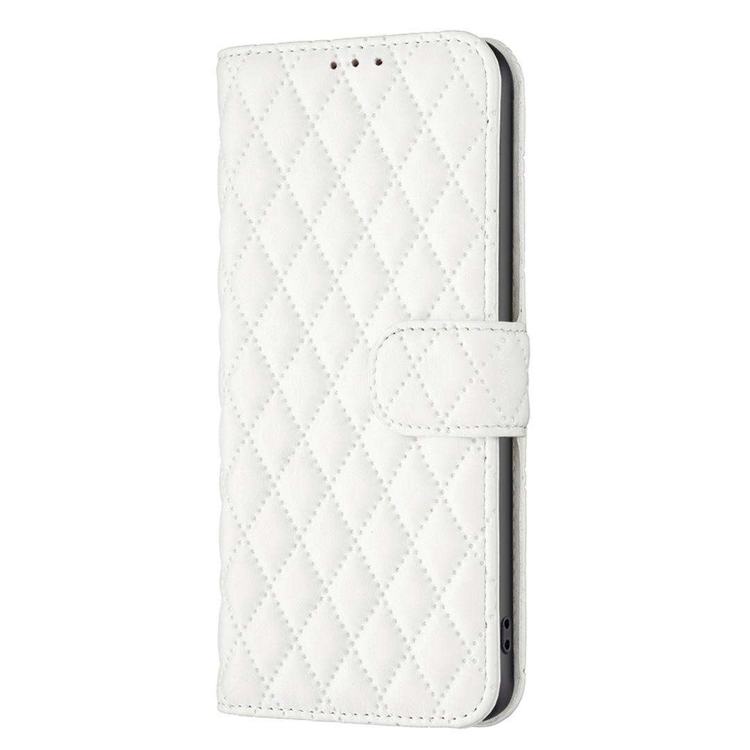 For Samsung Galaxy A57 5G Diamond Lattice Wallet Flip Leather Phone Case(White)
