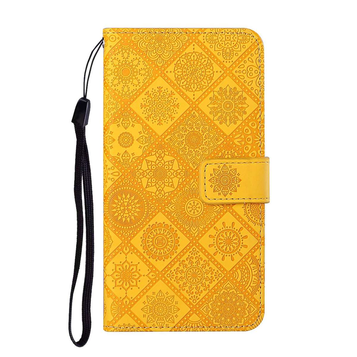 For Honor X6c 4G Ethnic Style Embossed Pattern Leather Phone Case(Yellow)