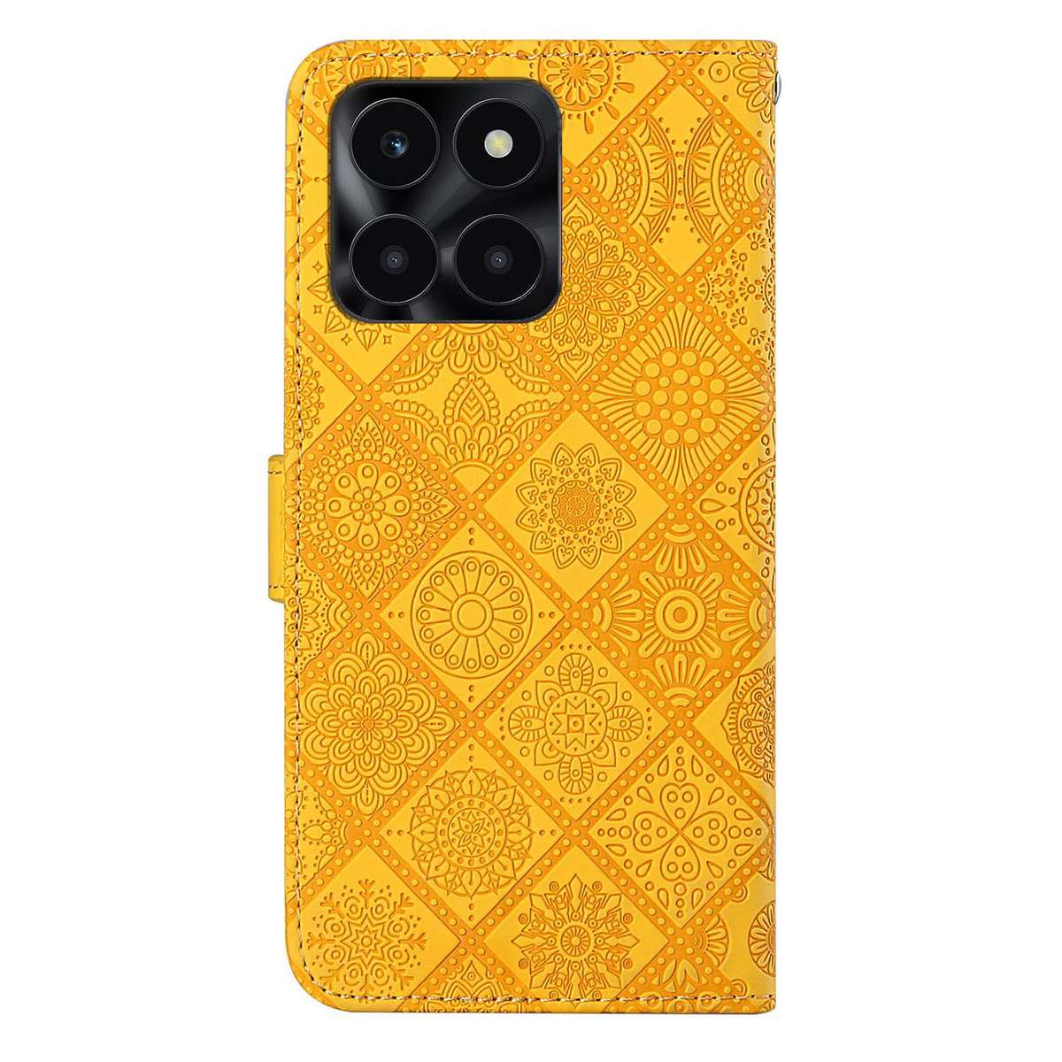 For Honor X6c 4G Ethnic Style Embossed Pattern Leather Phone Case(Yellow)