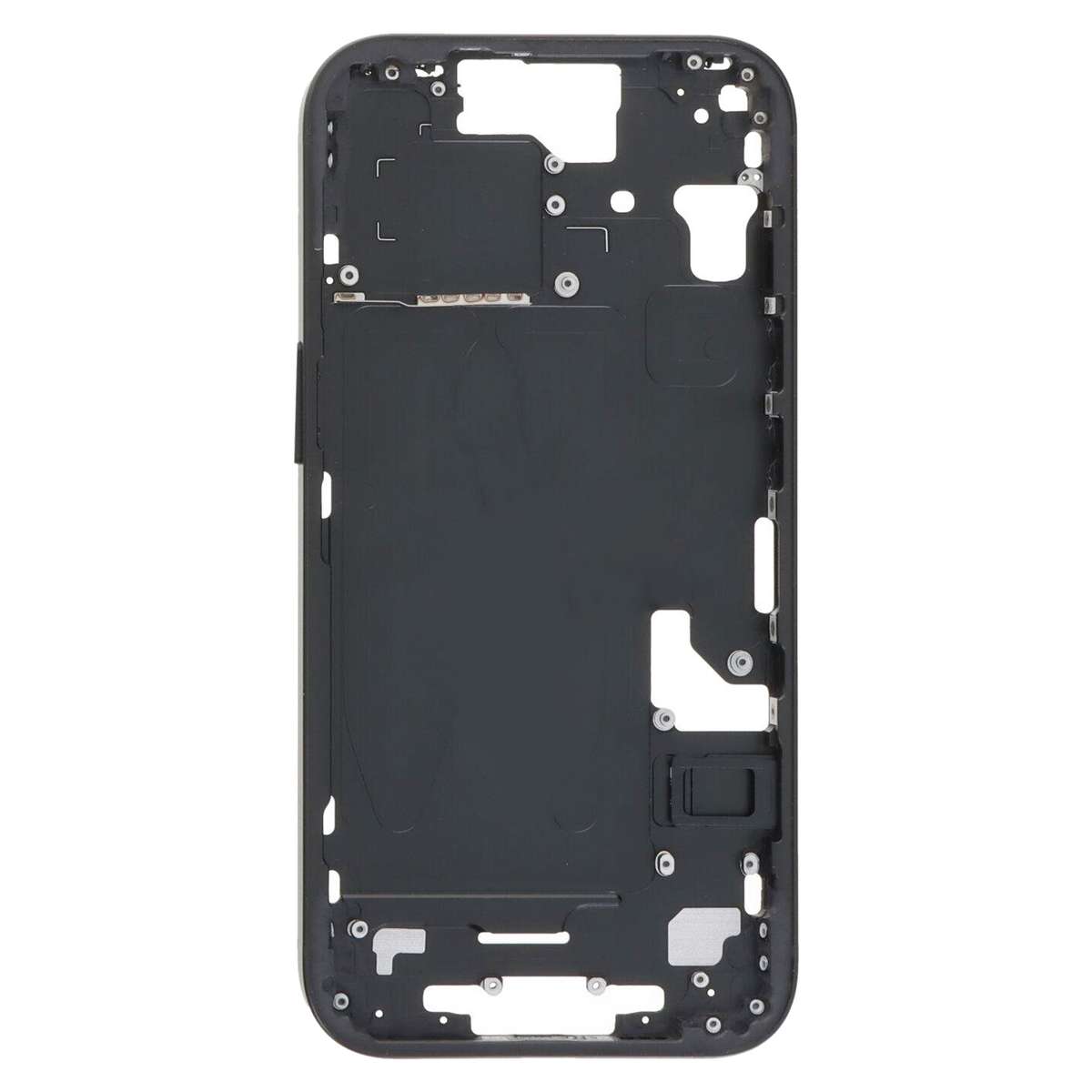 For iPhone 15 Middle Frame Bezel Plate with Side Keys + Card Tray, Version:CE EU Version(Black)