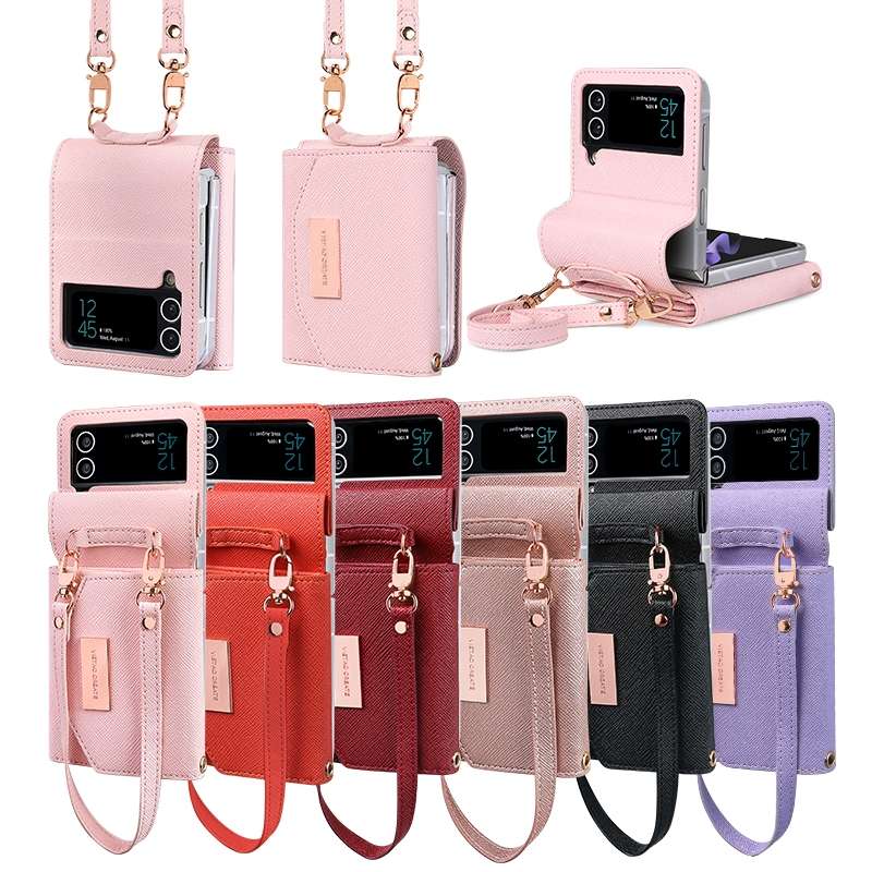 For Samsung Galaxy Z Flip4 VIETAO Portable Wallet Foldable PU Phone Case(Pink)