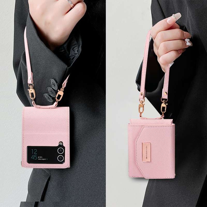For Samsung Galaxy Z Flip4 VIETAO Portable Wallet Foldable PU Phone Case(Pink)