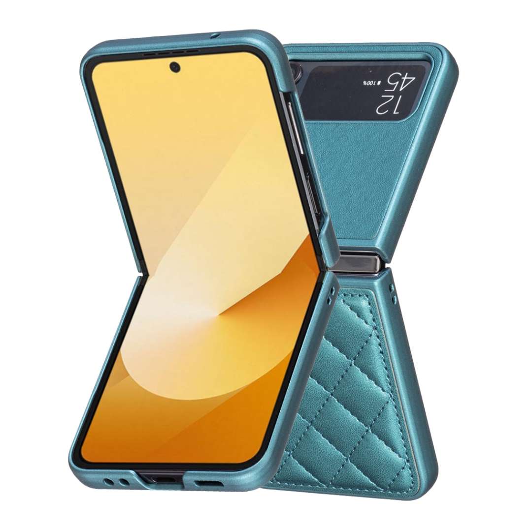 For Samsung Galaxy Z Flip4 Rhombus-shaped Leather Back Cover Phone Case(Green)