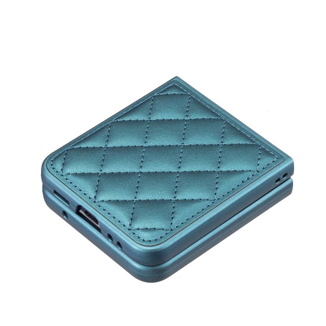 For Samsung Galaxy Z Flip4 Rhombus-shaped Leather Back Cover Phone Case(Green)