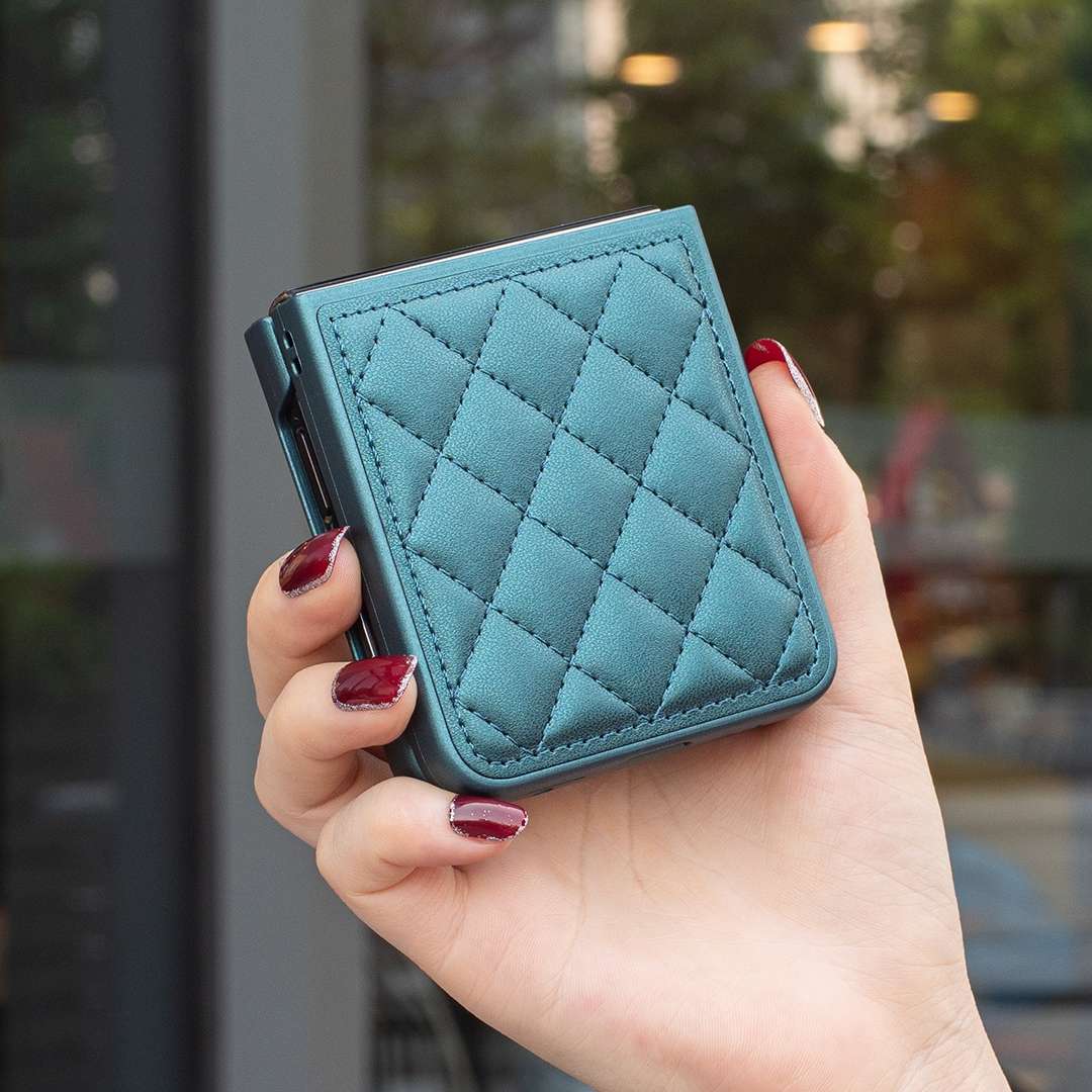 For Samsung Galaxy Z Flip4 Rhombus-shaped Leather Back Cover Phone Case(Green)