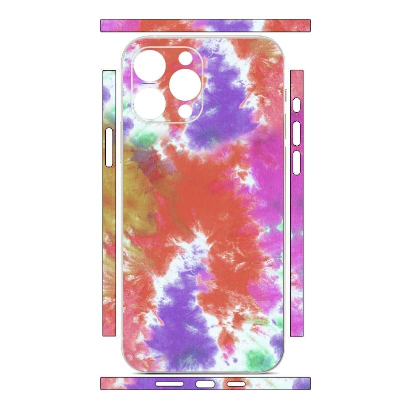 For iPhone 14 Pro Max All-inclusive PET Phone Decal Adhesive Sticker(Orange Purple)