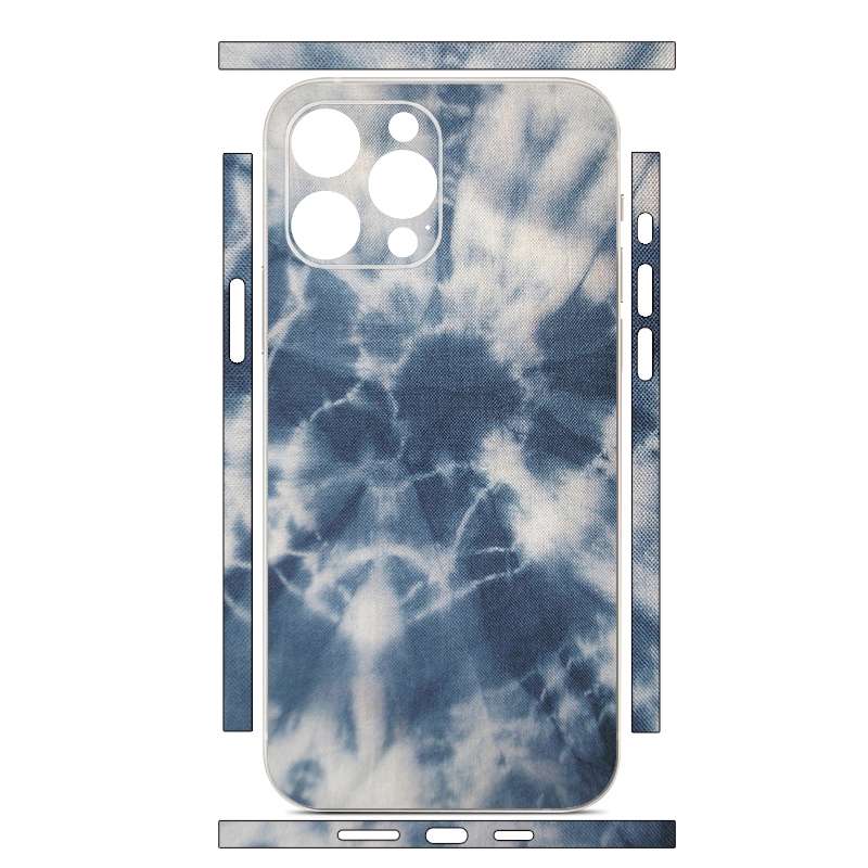 For iPhone 14 Pro Max All-inclusive PET Phone Decal Adhesive Sticker(Dark Blue White)
