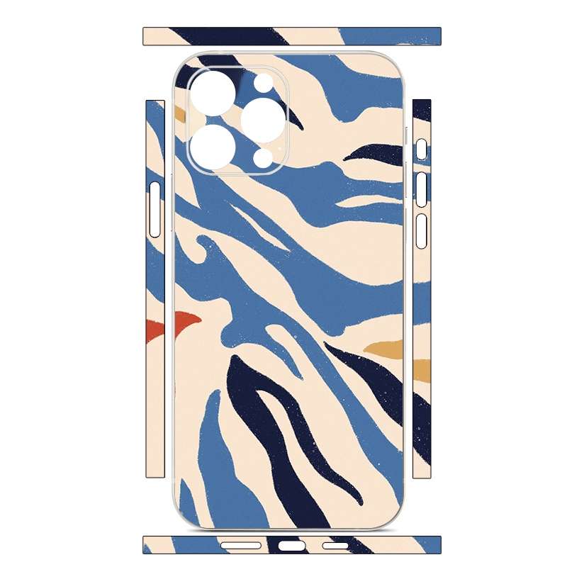 For iPhone 14 Pro Max All-inclusive PET Phone Decal Adhesive Sticker(Blue White Stripe)