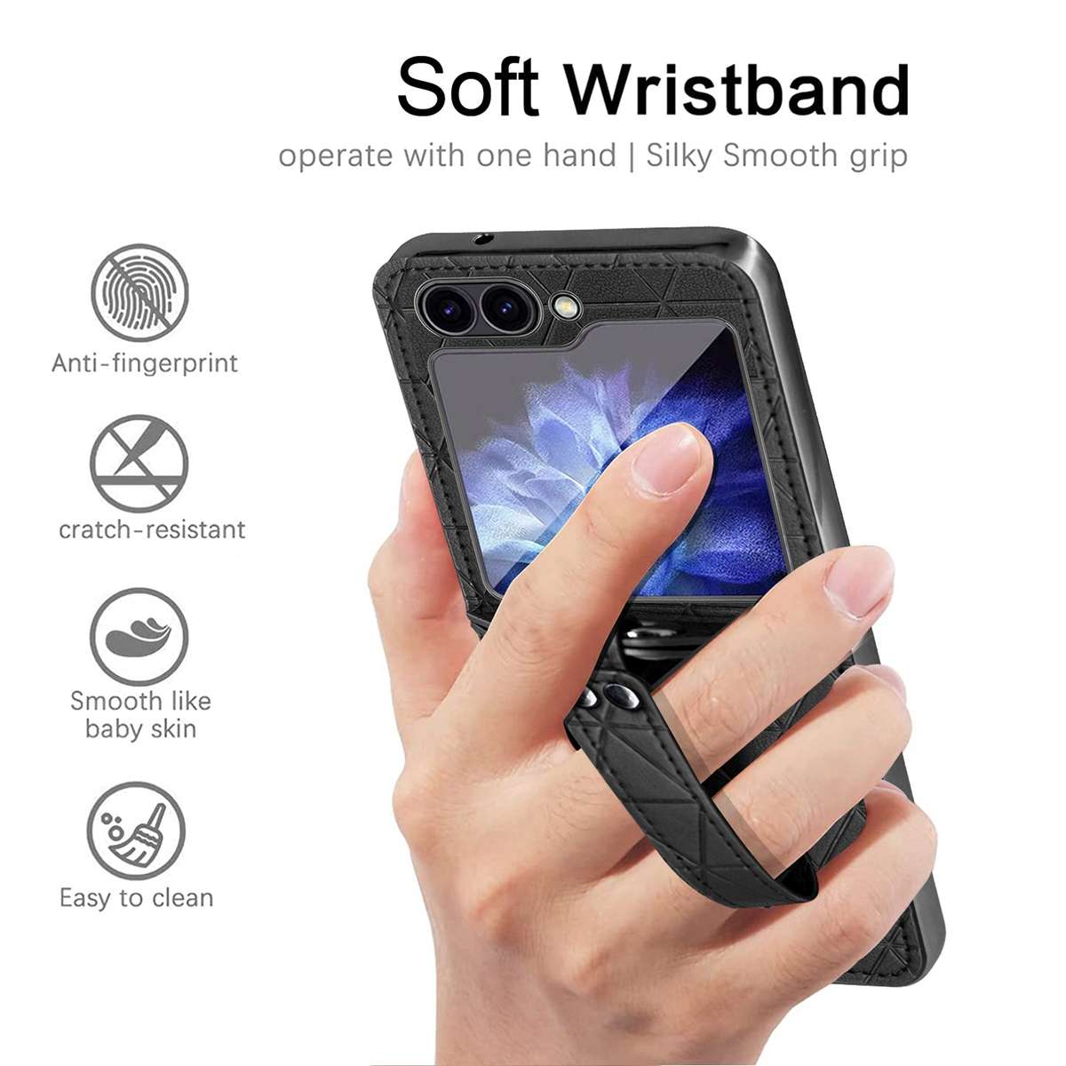 For Samsung Galaxy Z Flip6 / Flip7 FE Electroplating PC Hybrid PU Leather Phone Case w ... (White)