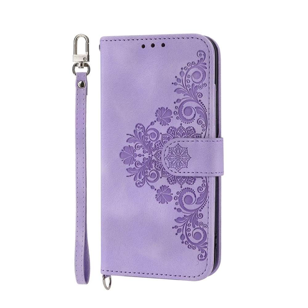 For Redmi 14C 4G Skin Feel Flowers Embossed Wallet Leather Phone Case(Purple)
