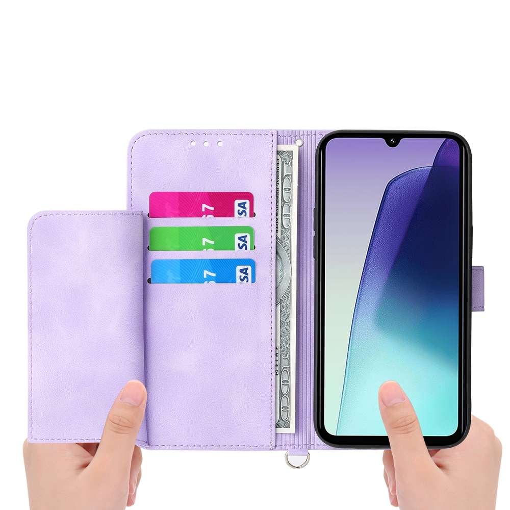 For Redmi 14C 4G Skin Feel Flowers Embossed Wallet Leather Phone Case(Purple)