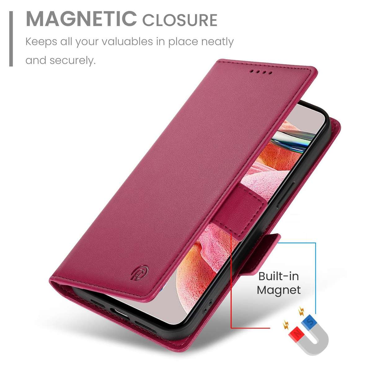 For Honor 600 Lite Global Side Buckle Magnetic Frosted Leather Phone Case(Wine Red)