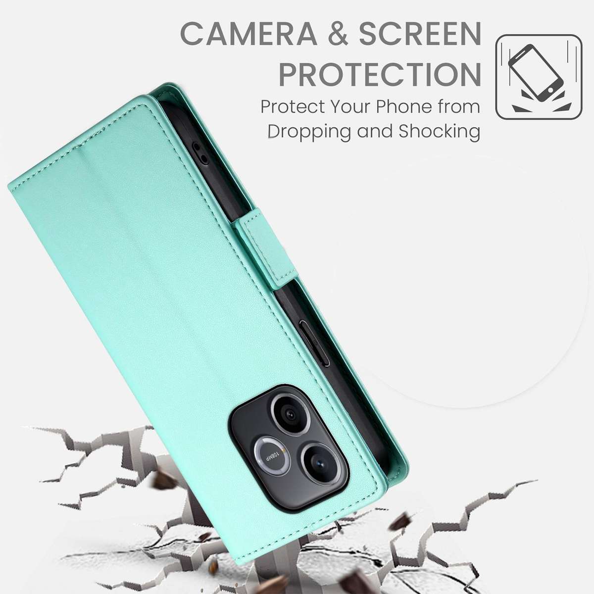 For Honor 600 Lite Global Side Buckle Magnetic Frosted Leather Phone Case(Mint Green)