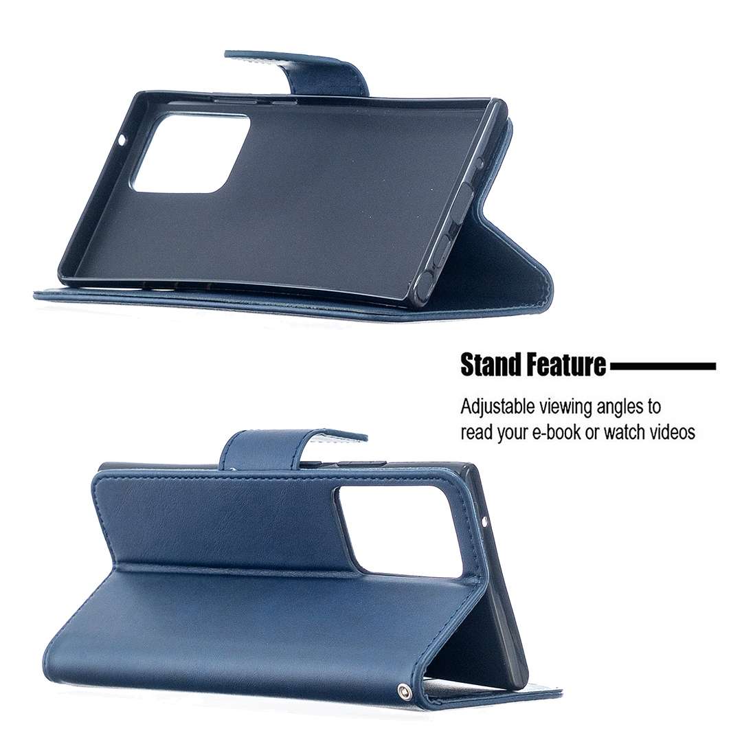 For Samsung Galaxy Note 20 Ultra Retro Lambskin Texture Pure Color Horizontal Flip PU L ... (Blue)